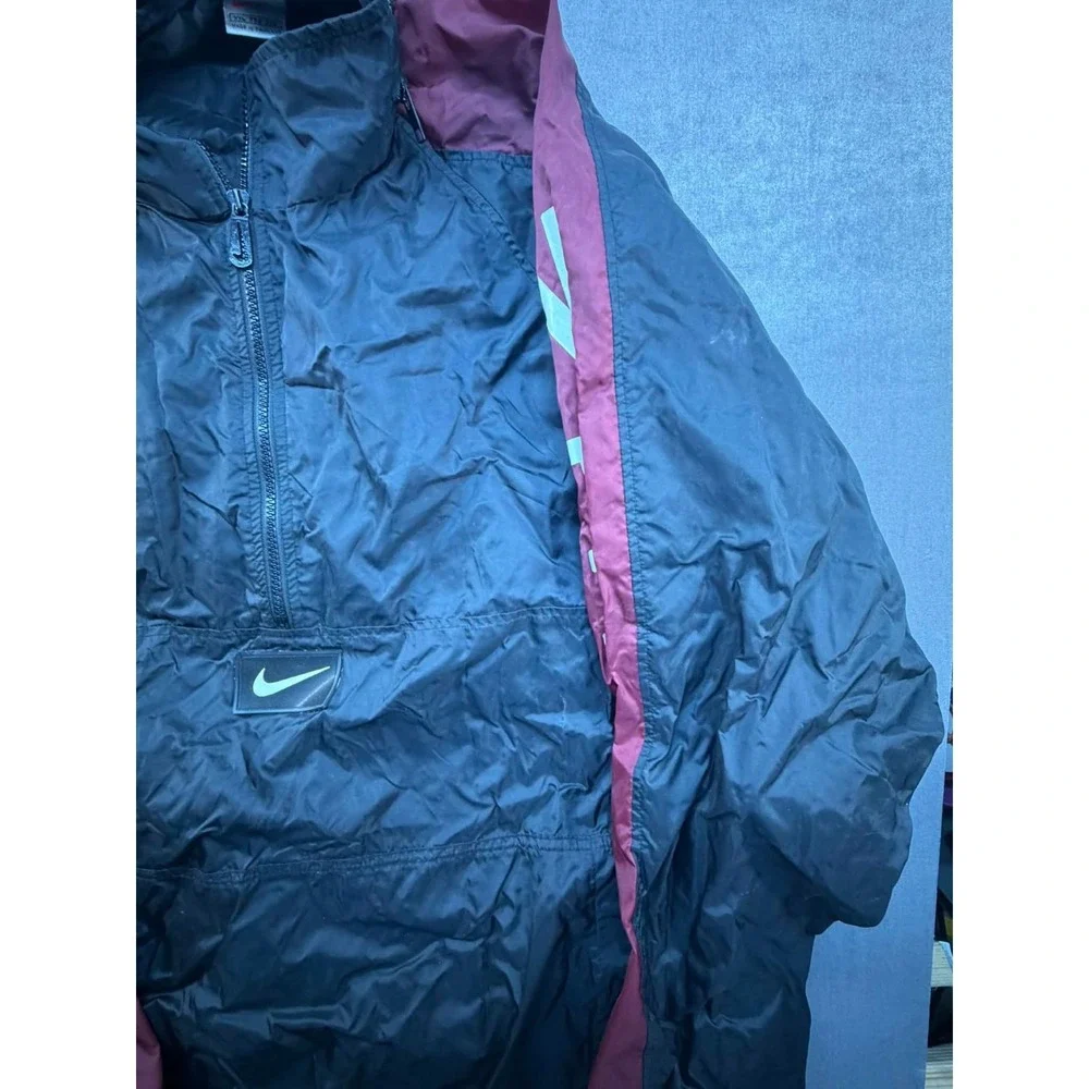 Vintage Y2K Nike Windbreaker Rain Pullover Pack away Hood‎ Black XXL